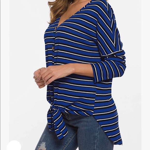 Waffle Knit Button Down Long Sleeve Top - Picture 2 of 9